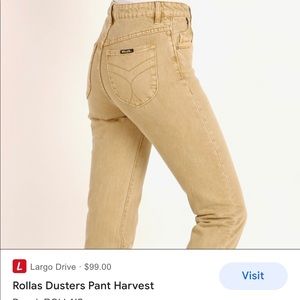 Rolla's high rise slim dusters in harvest color